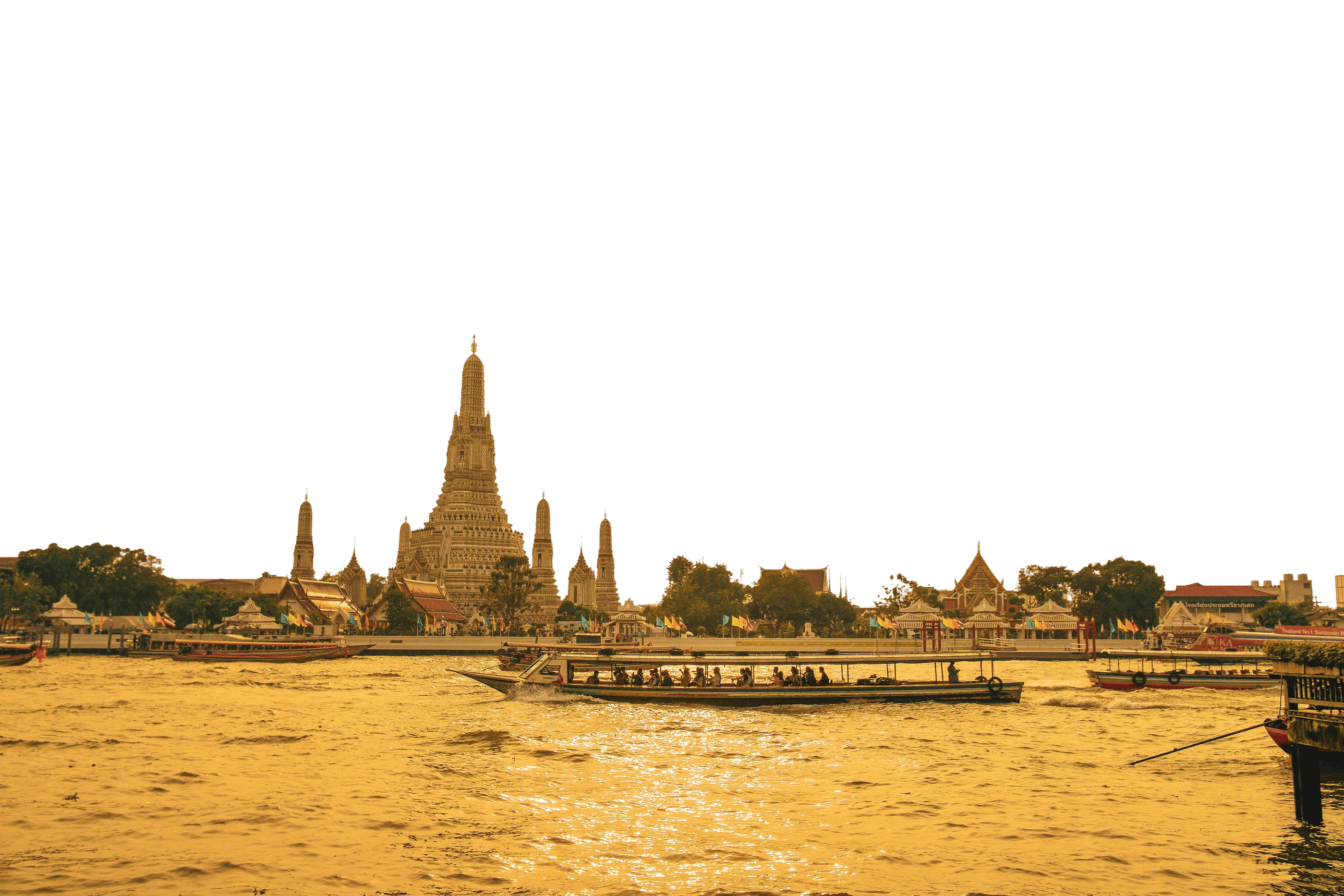 Temple skyline beside a river