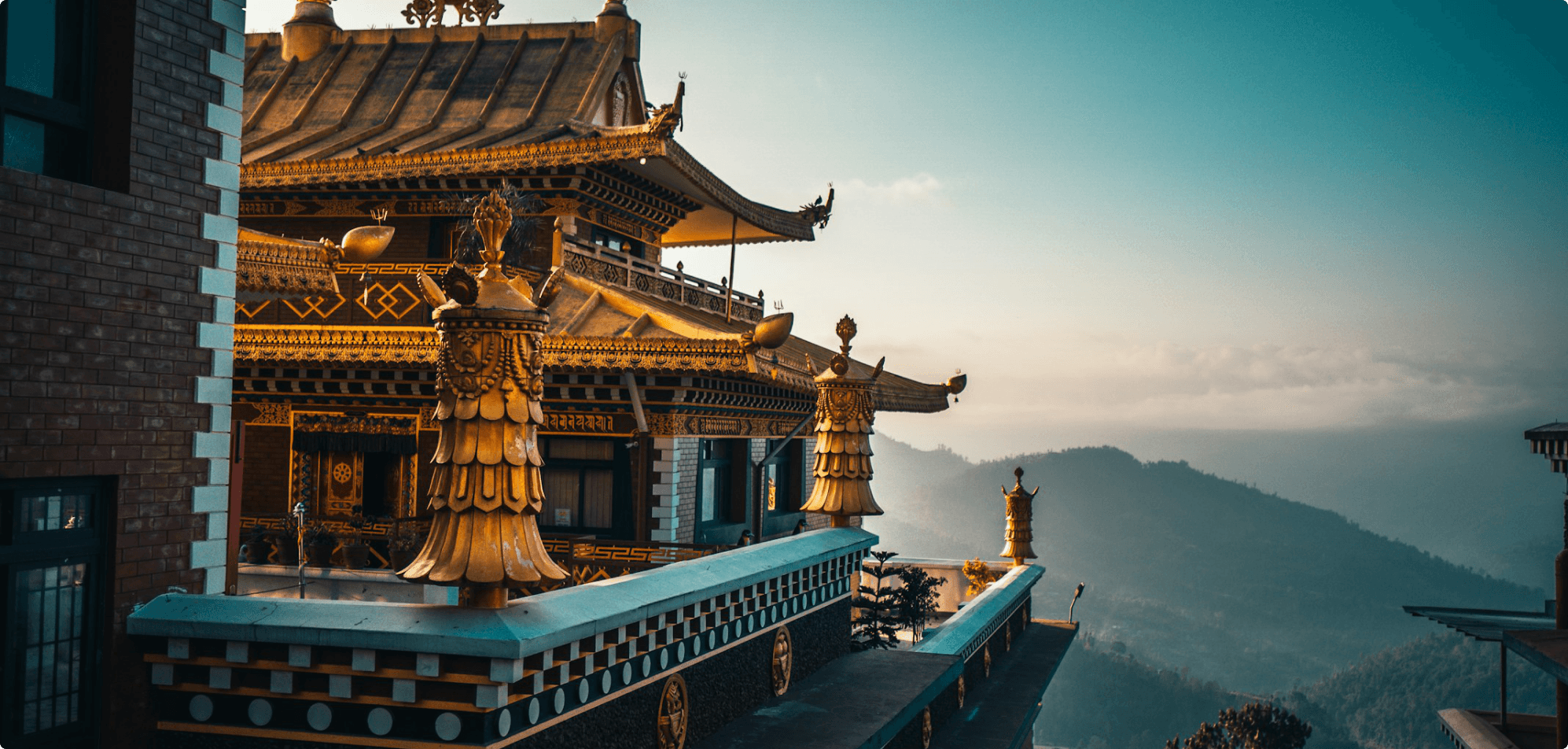 Himalayan monastery on a mountain ridge